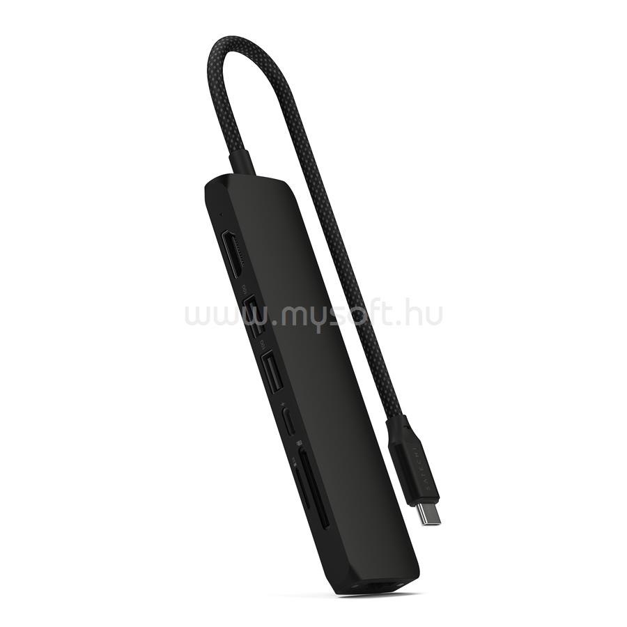 SATECHI 7-in-1 USB-C Slim Multiport Adapter with Ethernet - Black