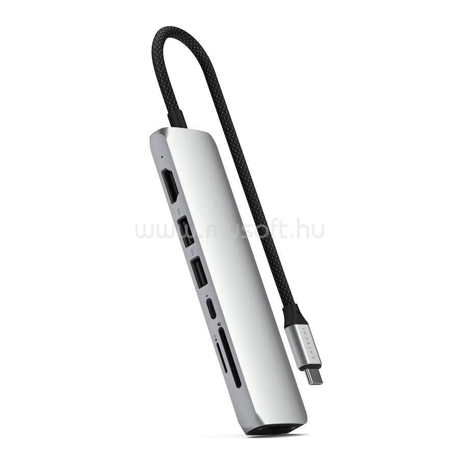 SATECHI 7-in-1 USB-C Slim Multiport Adapter with Ethernet - Silver