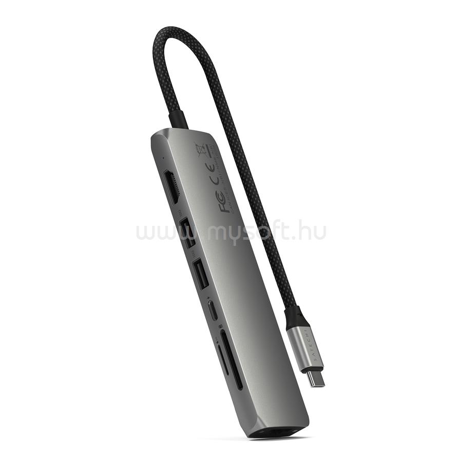 SATECHI 7-in-1 USB-C Slim Multiport Adapter with Ethernet - Space Grey