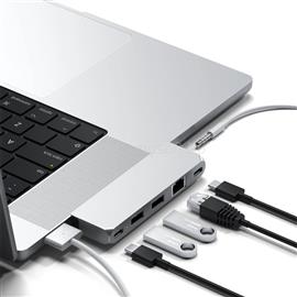 SATECHI Aluminium Pro Hub Mini (1xUSB4 96W  6K display output, 2 x USB-A 3.0, 1x  Lan, 1xUSB-C, 1xAudio) - silver ST-UCPHMIS small
