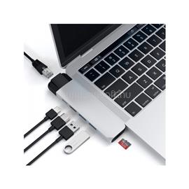 SATECHI Aluminium Type-C PRO Hub (HDMI 4K,PassThroughCharging,1x USB3.0,1xSD,Ethernet) - Silver ST-TCPHES small