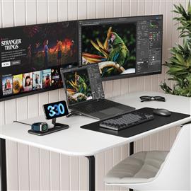 SATECHI Qi2 Trio Wireless Charging Pad - with Type A,C,G plugs - Space gray ST-QTPM-EA small