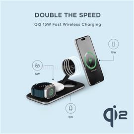 SATECHI Qi2 Trio Wireless Charging Pad - with Type A,C,G plugs - Space gray ST-QTPM-EA small