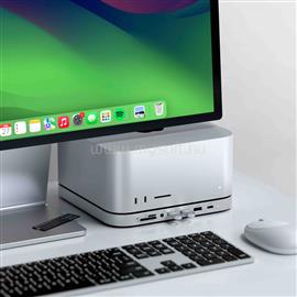 SATECHI Stand & Hub For Mac Mini / Studio (1x USB-C 3.2, 1xUSB-A 3.2, 2x USB-A 3.0, 3.5mm Audio,1x Micro/SD, 1x NVMe/M.2 SATA SSD Enclosure Drive not included) - Silver ST-GMMSHS small
