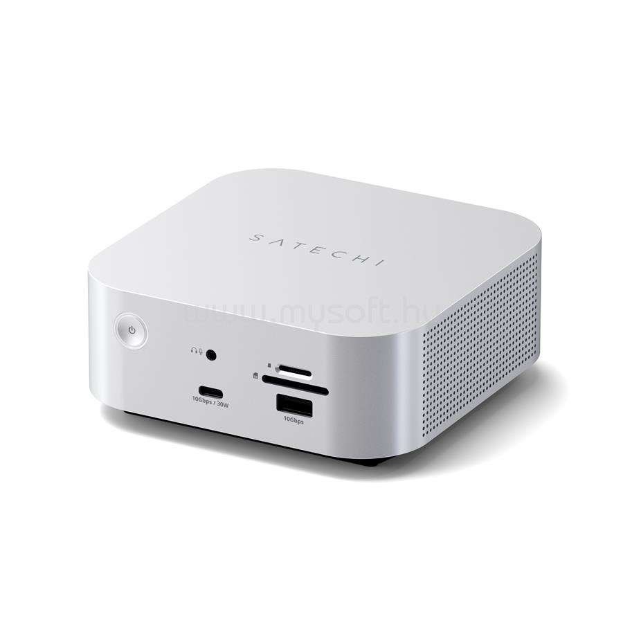 SATECHI Thunderbolt 5 CubeDock with SSD Enclosure (2x USB-C 3.2, 2x USB-A 3.2, 2.5 Gigabit Ethernet,SD & microSD Reader) - Silver
