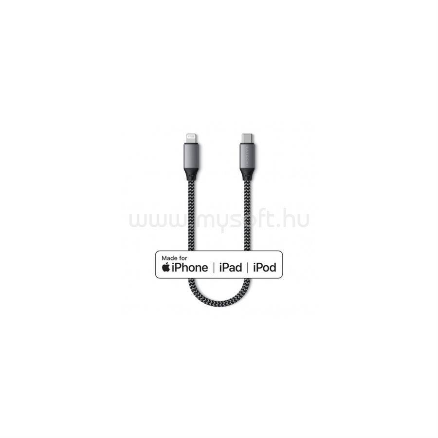 SATECHI USB-C - lightning kábel (MFI), szőtt, 25cm - Space Grey
