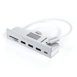 SATECHI USB-C Clamp Hub iMac 24inch (2021) / (1x USB-C up to 5 Gbps,3x USB-A 3.0 up to 5 Gbps, inc. Apple S.Drive Micro/SD) - Silver ST-UCICHS small