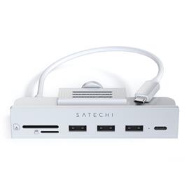 SATECHI USB-C Clamp Hub iMac 24inch (2021) / (1x USB-C up to 5 Gbps,3x USB-A 3.0 up to 5 Gbps, inc. Apple S.Drive Micro/SD) - Silver ST-UCICHS small