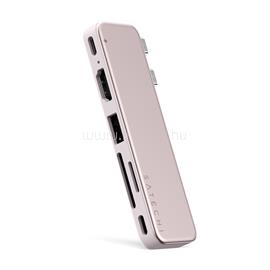 SATECHI USB-C Snap Hub (1x HDMI 4K 60Hz, 1x USB-C up to 5 Gbps, 1x USB-A 3.0 up to 5 Gbps, 1xUSB-C PD, 1x microSD/ 1x SD card reader) - Blush ST-HUSNP small