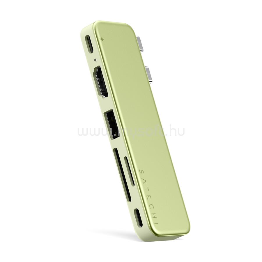 SATECHI USB-C Snap Hub (1x HDMI 4K 60Hz, 1x USB-C up to 5 Gbps, 1x USB-A 3.0 up to 5 Gbps, 1xUSB-C PD, 1x microSD/ 1x SD card reader) - Citrus