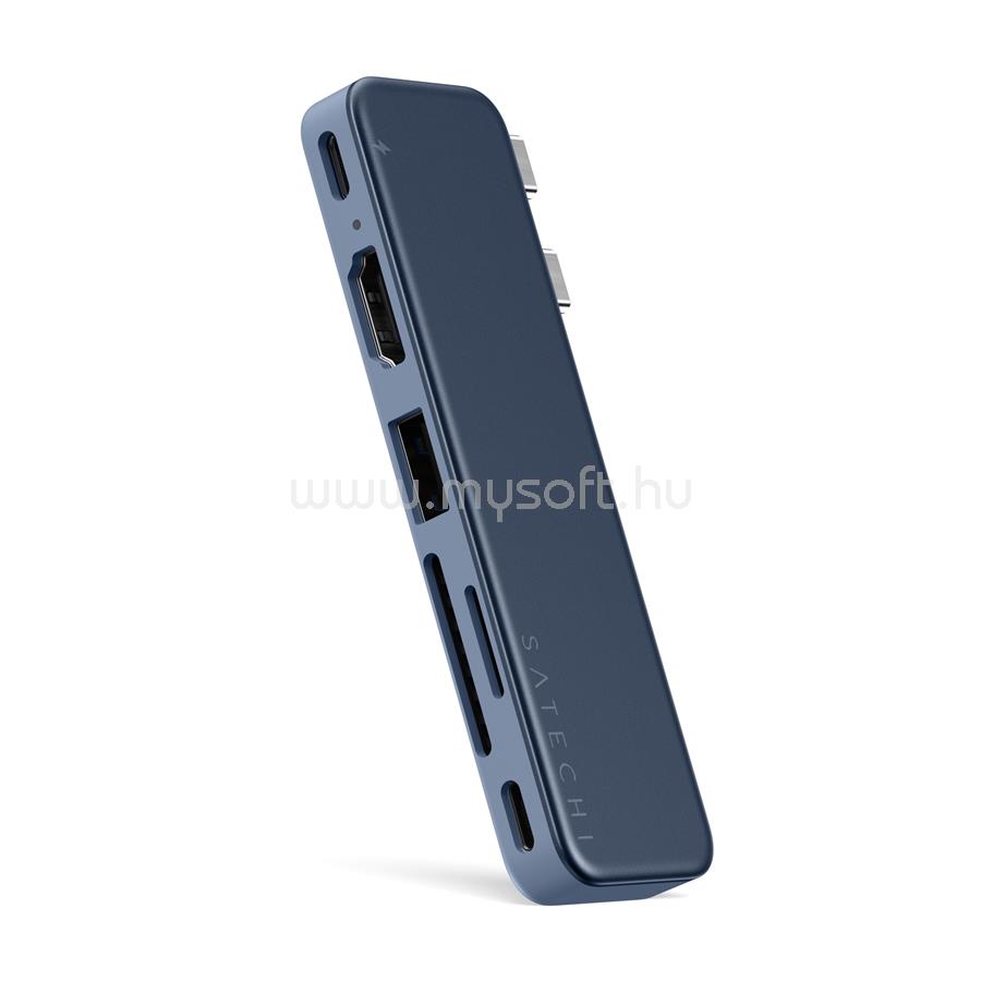 SATECHI USB-C Snap Hub (1x HDMI 4K 60Hz, 1x USB-C up to 5 Gbps, 1x USB-A 3.0 up to 5 Gbps, 1xUSB-C PD, 1x microSD/ 1x SD card reader) - Indigo