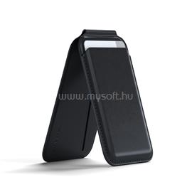 SATECHI Vegan-Leather Magnetic Wallet Stand (iPhone 12/13/14/15 all models) - Black ST-VLWK small