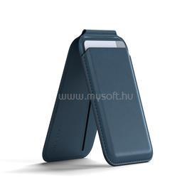 SATECHI Vegan-Leather Magnetic Wallet Stand (iPhone 12/13/14/15 all models) - Dark Blue ST-VLWB small