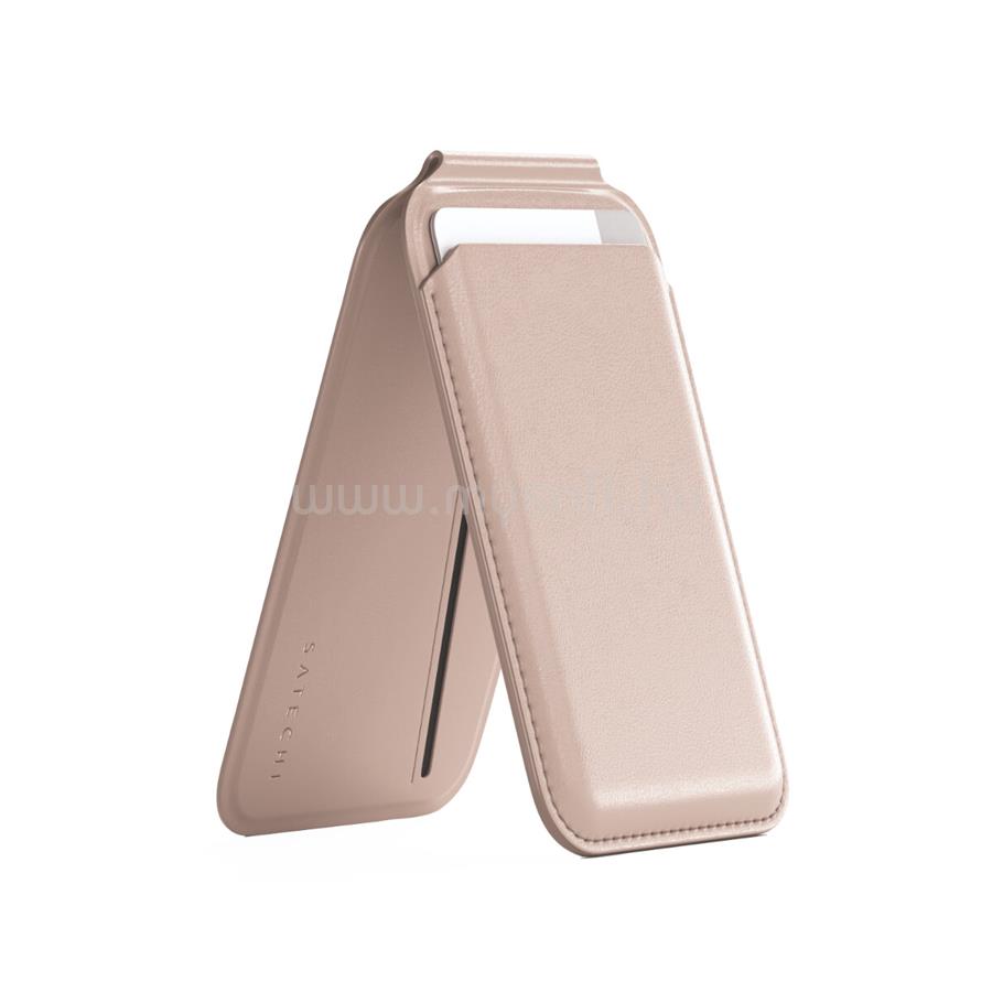 SATECHI Vegan-Leather Magnetic Wallet Stand (iPhone 12/13/14/15 all models) - Desert Rose