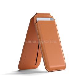 SATECHI Vegan-Leather Magnetic Wallet Stand (iPhone 12/13/14/15 all models) - Orange ST-VLWO small