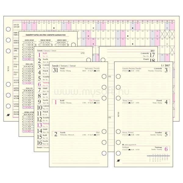 SATURNUS Kalendart M311 heti beosztású gyűrűs betétlap csomag