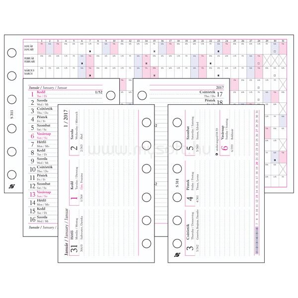 SATURNUS Kalendart S311/F heti beosztású gyűrűs betétlap csomag