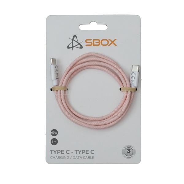SBOX TYPE-C-1-P 1m 60W Type-C adat- és töltőkábel (rózsaszín)