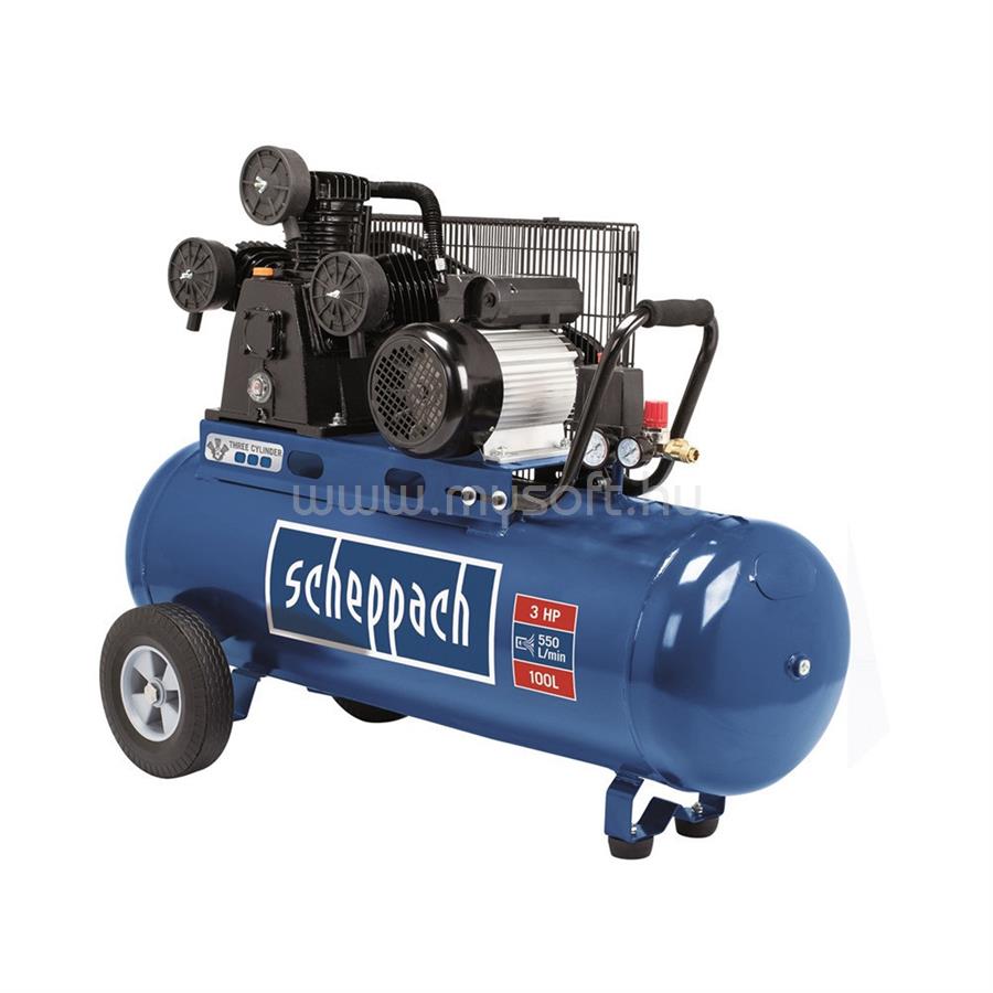 SCHEPPACH HC 550 tc 100 literes olajkenésű háromhengeres ékszíjas kompresszor