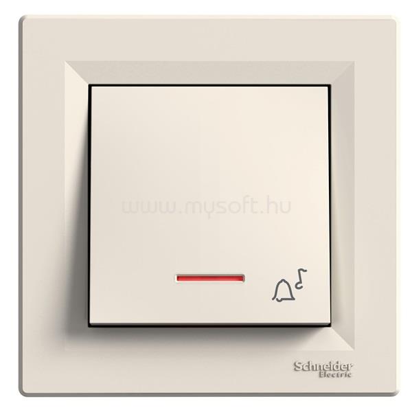 SCHNEIDER EPH1700123 ASFORA jelzőfényes/csengőjel/rugós bekötés/bézs egypólusú nyomó