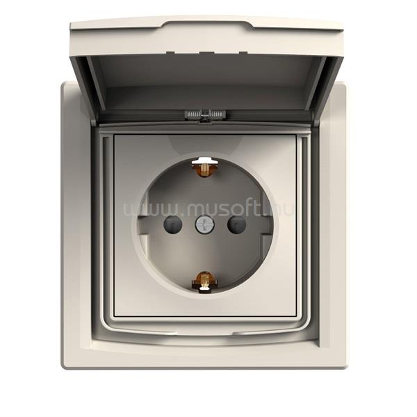 SCHNEIDER EPH3100323 ASFORA GYV/csapfedeles/IP44/kerettel/bézs 2P+F csatlakozóaljzat