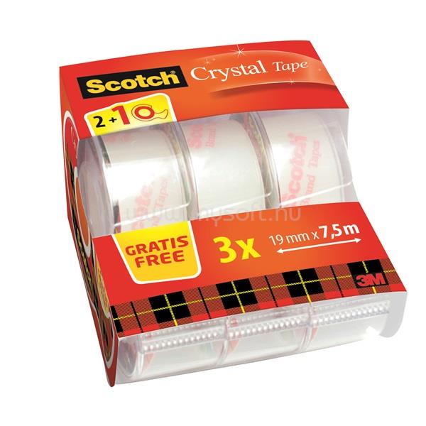 SCOTCH Crystal Clear 19mmx7,5m 2+1 ragasztószalag-adagoló