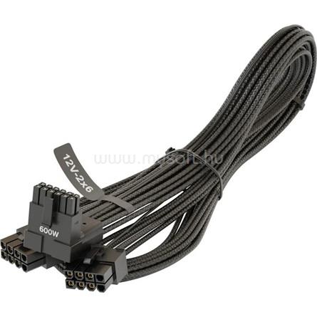 SEASONIC 2db Power 8pin PCIe -> Power 16pin PCIe 12VHPWR F/F tápkábel 0.75m fekete egyenes/90° (600W)
