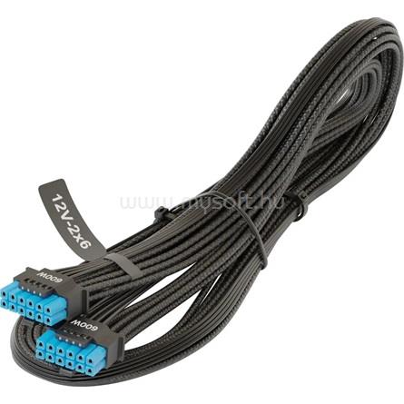 SEASONIC Power 12pin PCIe -> Power 12pin PCIe F/F tápkábel 0.7m fekete (12V-2x6 600W)
