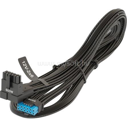 SEASONIC Power 12pin PCIe -> Power 16pin PCIe 12VHPWR F/F tápkábel 0.7m fekete egyenes/90° (600W)