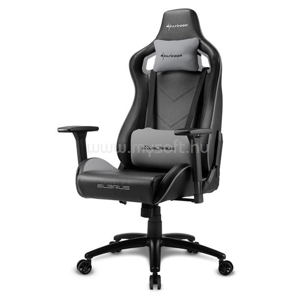 SHARKOON Gamer szék - Elbrus 2 Black/Grey (állítható magasság; állítható kartámasz; műbőr; acél talp; 150kg-ig)