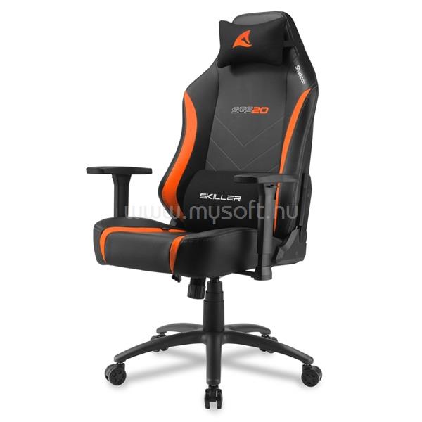 SHARKOON Gamer szék - Skiller SGS20 Black/Orange (állítható magasság; állítható kartámasz; szövet; acél talp; 120kg-ig)