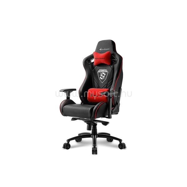 SHARKOON Gamer szék - Skiller SGS4 Black/Red (állítható háttámla/magasság; 4D kartámasz; PVC; aluminium talp; 150kg-ig)