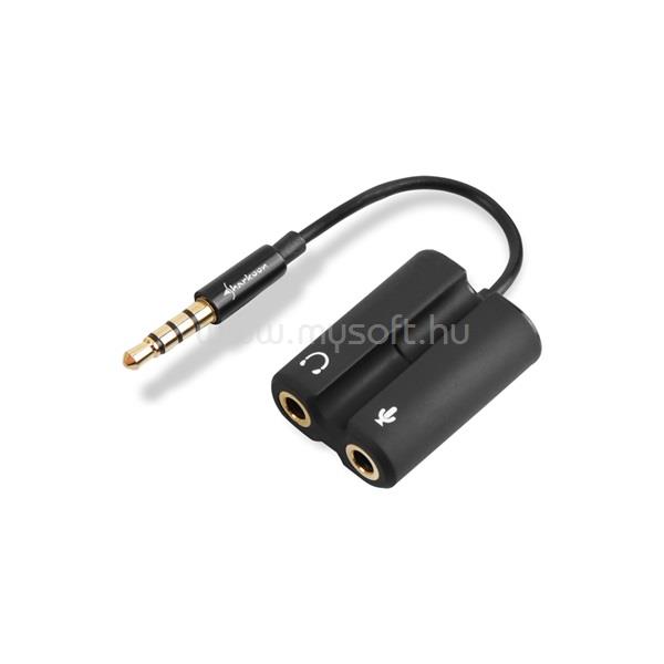 SHARKOON Kábel Átalakító - PMP35 (3,5mm TRRS jack - 3,5mm audio + mikrofon jack; fekete)