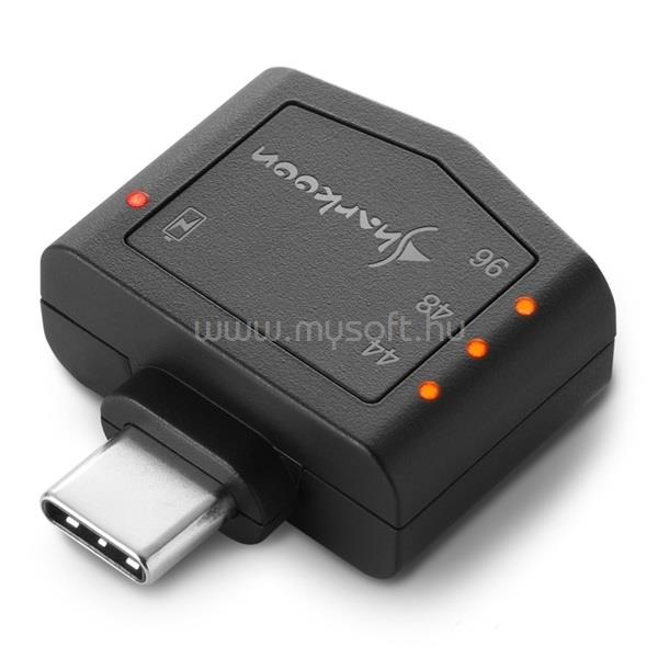 SHARKOON külső hangkártya - Mobile DAC PD (PC/PS4; USB-C - 3,5 mm Jack, 16-250 Ohm, 100mW, 100dB, fekete)