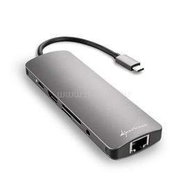 SHARKOON Notebook Dokkoló - USB-C Docking Station (USB-C bemenet, HDMI/3xUSB3.0/RJ-45/3.5 mm Jack/Kártyaolvasó) 4044951026739 small