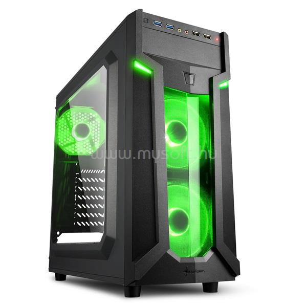 SHARKOON VG6-W Green Fekete (Táp nélküli) ATX/mATX ház