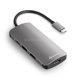 SHARKOON USB Hub - USB3.0 Type-C Multiport Adapter (Fekete; 3x USB3.0; 1x HDMI; 1x Micro SD/MMC; TypeC bemenet) 4044951026715 small