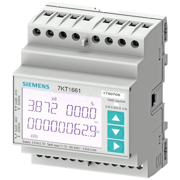 SIEMENS 7KT1662 SENTRON 7KT PAC1600 LCD 230 V Modbus RTU + MID/kalapsínre fogyasztásmérő