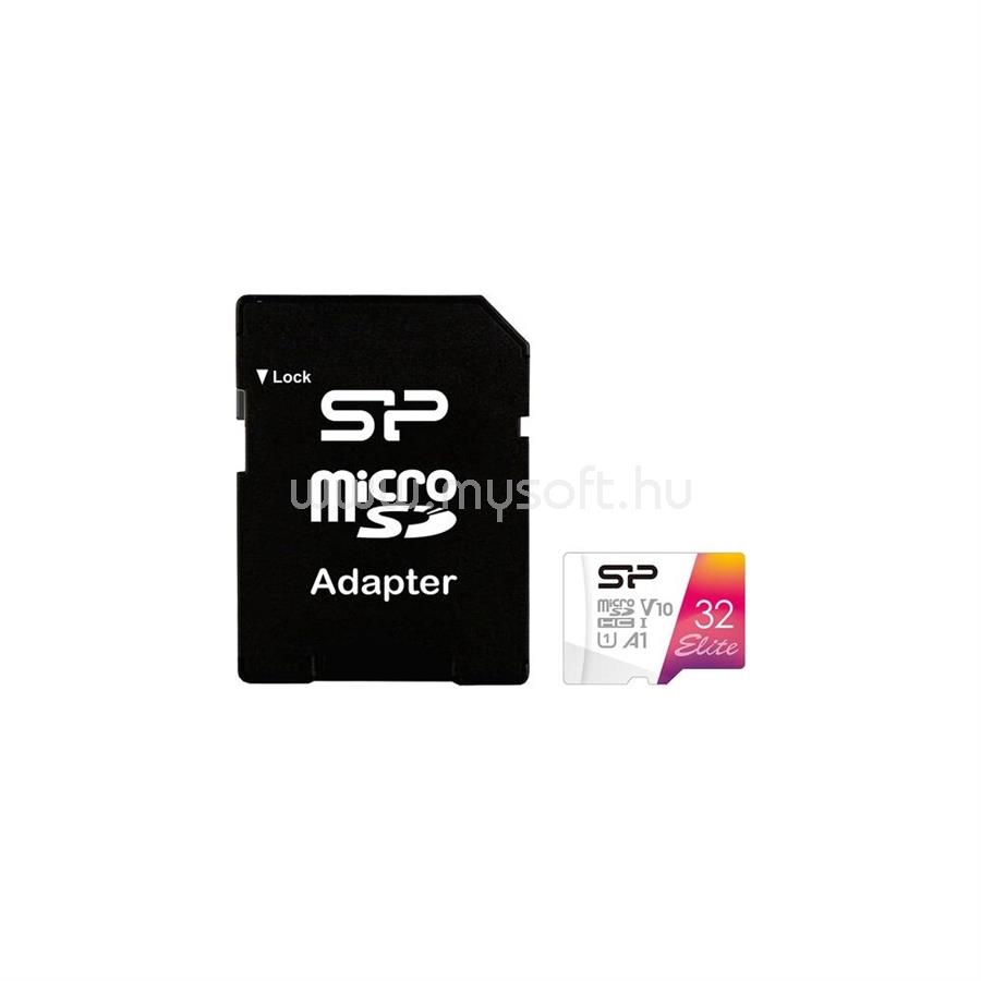 SILICON POWER MicroSDHC 32GB memóriakártya CL10 UHS-I U1 V10 + adapter