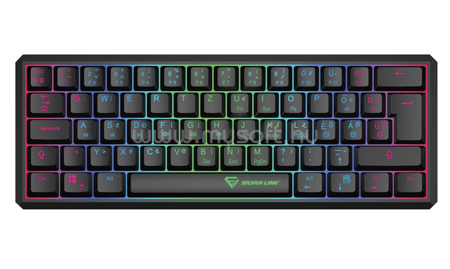 SILVERLINE MK518 mechanikus gamer RGB vezetékes billentyűzet (magyar, fekete)