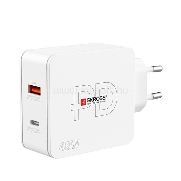 SKROSS 48W PD USB A/USB C fehér gyorstöltő