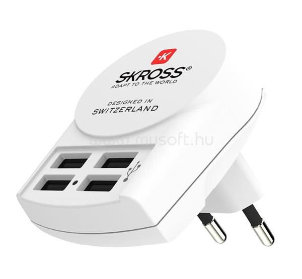 SKROSS hálózati töltő 4 USB aljzat 4.8W FEHÉR
