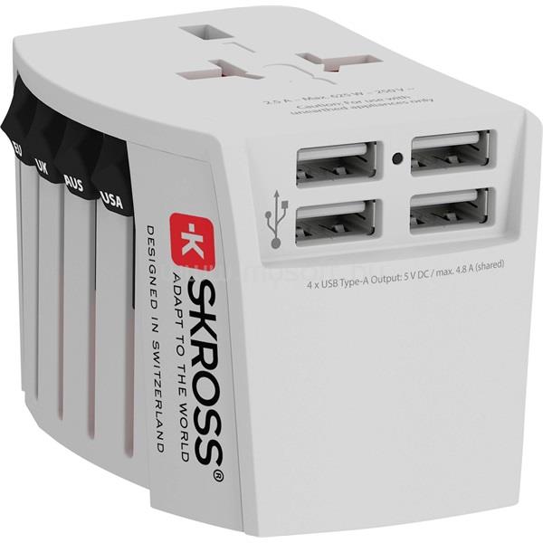 SKROSS MUVUSB-4XA 4xUSB töltő bemenettel világutazó adapter