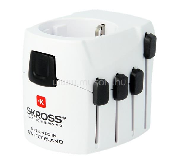 SKROSS PRO utazó adapter 240V/6.3A, földelt, FEHÉR