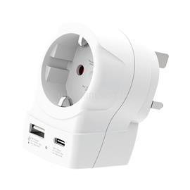 SKROSS utazó töltő USB+Type-C aljzat 250V/2.5A, földelt, FEHÉR 1.500283-E small