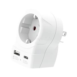 SKROSS utazó töltő USB+Type-C aljzat 250V/2.5A, földelt, FEHÉR _1.500284-E small