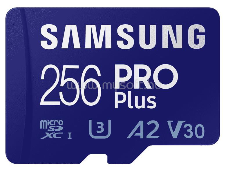 SAMSUNG Memóriakártya, PRO Plus microSD kártya (2021) 256GB, CLASS 10, UHS-1, U3, V30, A2, + Adapter, R160/W120