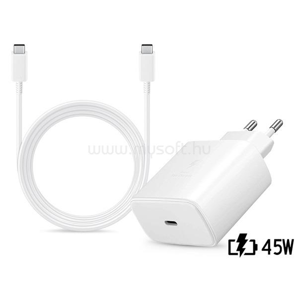SMG Samsung gyári hálózati töltő adapter TypeC bemenet 1,8 m Typ-C  TypeC kábel  45W EPTA845EWE  EPDX510JWE  fehér ECO csom