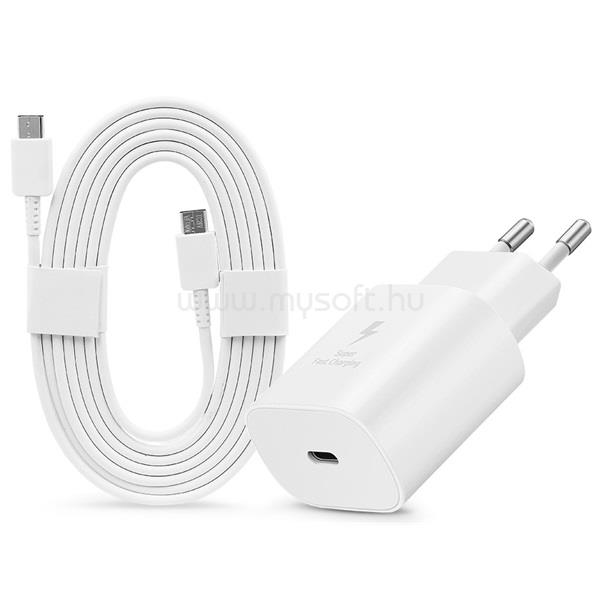 SMG Samsung gyári hálózati töltő adapter TypeC bemenet 1,8 Type-C kábel  25W EPTA800EWE  EPDW767JWE  fehér ECO csom