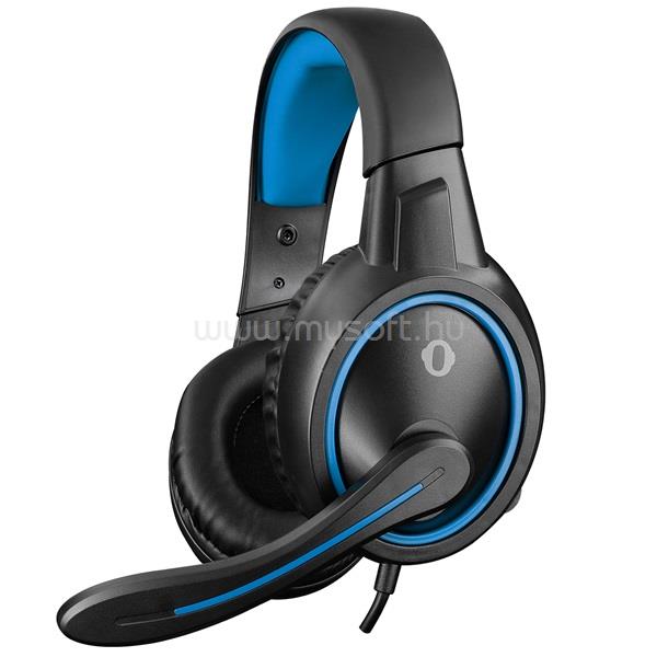 SNOPY SN-GX1 ERGO headset (mikrofon, 3.5mm jack, hangerőszabályzó, nagy-párnás, 2.2m kábel, fekete-kék)